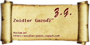 Zeidler Gazsó névjegykártya
